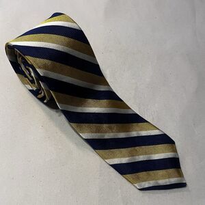 Brooks Brothers Blue Gold & White Stripe Men's Classic Tie EUC